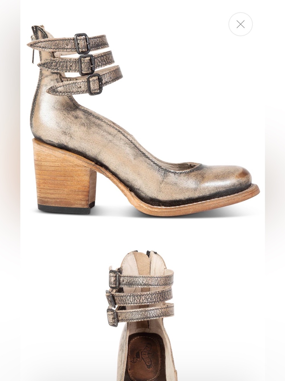Freebird Randi Pewter Stacked Heel Ankle Strap Western Boho - Picture 10 of 10